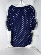 Style & Co. Essentials Elbow-Sleeve Boat-Neck Top, Navy with White Polka Dots, Petite Large — listing 5