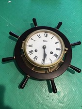 Nautical Ship's Wheel Wall Clock with Brass Porthole Dial — listing 6