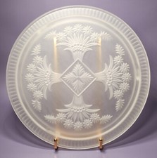 Vintage Depression-Era Clear Pressed Glass 11-Inch Footed Cake Plate with Bubble and Sunburst Pattern — listing 4