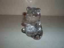 Clear Glass Figural Teddy Bear Figurine with Frosted Face