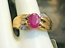 Men's 10K Gold Synthetic Ruby Emerald-Cut Ring (Band Cut) — listing 6