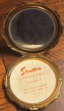 Vintage Gold Tone Powder Compact with Mirror and Puff A maker's name, listing 2