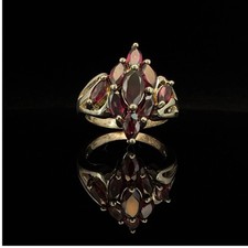 Vintage Gold-Tone Marquise Cluster Cocktail Ring with Clear Rhinestones — listing 5