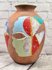 Hand-Painted Terracotta Redware Vase with Diamond and Scallop Motif — listing 4