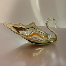Amberina Cadmium Glass Covered Swan Dish and Baby Bootie/Boot Toothpick Holder Set — listing 4