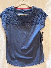 Tommy Hilfiger Red and Black Floral Lace Sleeveless Fit-and-Flare Dress, Size 14 — listing 2
