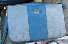 Coach Signature Jacquard Wristlet Wallet with Strap, Black and Khaki