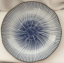 Japanese Blue and White Tokusa Striped Porcelain Plate — listing 4
