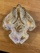 Hand-Painted Porcelain Leaf-Form Dish with Gilt Veining and Applied Berry — listing 4