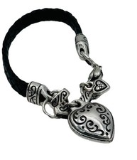 Brighton Silver-Tone Braided Woven Rope Chain Bracelet with Beaded Fold-Over Clasp — listing 2