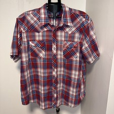 Wrangler Men's Western Pearl Snap Long Sleeve Plaid Shirt, Black and Grey, Size Large — listing 3