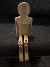 Antique Folk Art Wooden Dancing Man Toy with Top Hat, 20cm Figure on 30cm Stick — listing 2