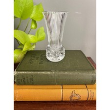 Vintage Heavy Pressed Glass Flared Vase with Scalloped Petal Rim — listing 5