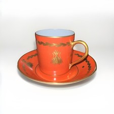 Cream Porcelain Demitasse Cup & Saucer with Gold Bee Motif and Gold Trim — listing 4