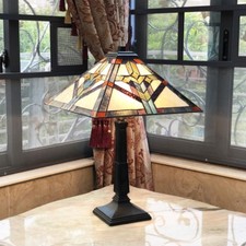 Tiffany-Style Mission Design Stained Glass Table Lamp with Base Night Light — listing 4