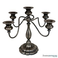 Ornate Silver-Plated Baroque/Rococo Style Candlestick with Repoussé Floral Base — listing 2