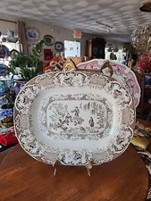 Vintage Brown Transferware Floral Ironstone Dinnerware Set (approx. 30+ pieces) Royal China / Sussex — listing 2