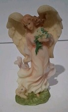 Resin Angel Figurine with Dove, Standing with Flowing Robes — listing 4