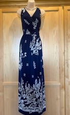 Chaps Blue Floral Faux-Wrap Ruched Sheath Dress, Size XL