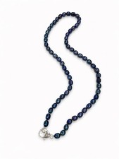 Beaded Necklace with Peacock Freshwater Pearls and Cream Tube Beads — listing 2