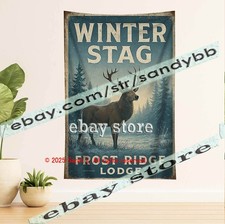 Vintage Italian Velvet Wall Tapestry Stag Deer Forest Scene 40" x 22" — listing 4
