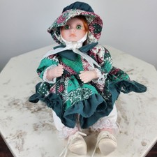 Anco Vintage Porcelain Doll in Red Velvet Cape with Faux Fur Trim, 15 inch — listing 3