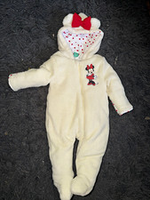 Disney Minnie Mouse Baby Hooded Jacket with Ears and Bow, Cream All-Over Print