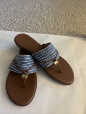 Italian Shoemakers Women's Elastic Thong Sandals, Cream & Tan — listing 6