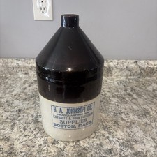 Antique Stoneware Whiskey Jug with Brown Albany Slip Glaze, Beehive Form — listing 3
