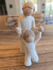 Resin Guardian Angel Figurine with Baby in Basket, Teddy Bear, and Puppy — listing 4