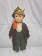 Hummel Style Chalkware Figurine, Boy Holding Doll on Bench, 4.5 inch, listing 3