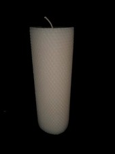 Handmade Ornate Beeswax Pillar Candle with Scrollwork & Floral Relief Design — listing 4