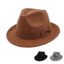 Royal Blue Wide-Brim Felt Fedora Hat, Size 57 (US 7 1/8) — listing 6