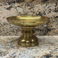 Vintage Brass Pedestal Compote / Bon-Bon Dish with Scroll Handles on Stepped Square Base