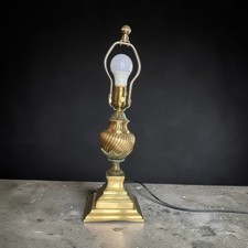 Vintage Brass Turned-Baluster Table Lamp Base with Harp — listing 5