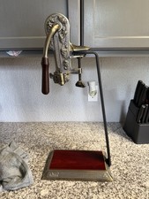 Estate Bar-Mounted Lever Wine Bottle Opener/Corkscrew on Wood Base — listing 2