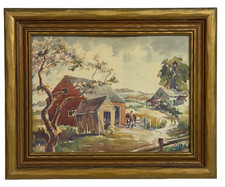 Signed Original Oil Painting of Rural Barn Landscape, Framed — listing 2