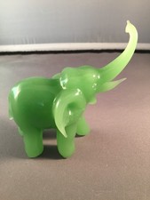 Vintage Green Glass Figural Elephant Canister Jar with Lid — listing 4