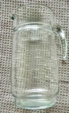 Vintage Ribbed Beehive Glass Water Pitcher with Applied Handle — listing 2