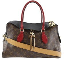 Louis Vuitton Tuileries Besace Monogram Canvas Bag with Blue Leather Trim and Vachetta Handle — listing 3