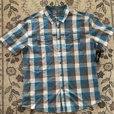 Marc Ecko Cut & Sew Men's Blue Plaid Long-Sleeve Button-Up Shirt with Chambray Contrast Collar XL / XXL — listing 4