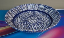Italian Blue Spongeware Ceramic Charger Plates, Pair (approx 13-14 inch) — listing 5