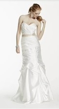 Strapless Ruched Bodice Wedding Dress with Lace Appliqué — listing 4