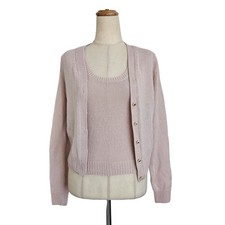 Christian Dior Boutique Paris Poppy Print Twinset - Cardigan & Tank, Wool/Silk/Cashmere, Sage Green, Size USA 10 — listing 2