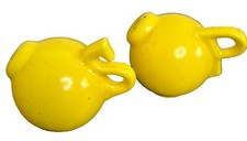 Vintage Hand-Painted Ceramic Jug-Form Salt & Pepper Shakers in Basket Motif