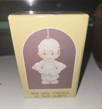 Porcelain Angel with Lyre/Harp Christmas Ornament, Blonde Cherub on Cloud — listing 5
