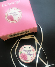 Longaberger Pottery Heart-Shaped 'Horizon of Hope' Tie-On / Ornament with Rose Motif — listing 6