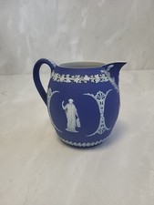 Wedgwood Sage Green Jasperware Milk Jug/Pitcher with Martin's Patent Hanley Hinged Metal Lid — listing 5