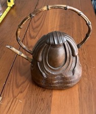Chinese Bamboo-Form Pottery Teapot with Carved Calligraphy Panel — listing 3