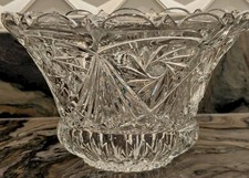 Cut Lead Crystal Footed Bowl 10 inch with Star and Fan Pattern — listing 2